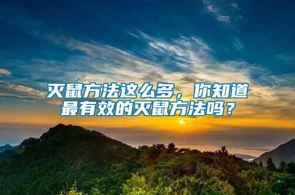 滅鼠方法這么多，你知道最有效的滅鼠方法嗎？